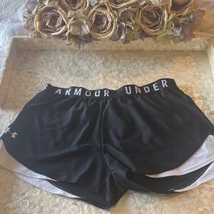 Under Armour Women's Black and White Athletic Shorts